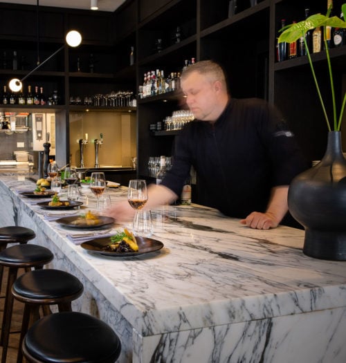 Marble bar with food and wines at Coperto Restobar in Zwolle